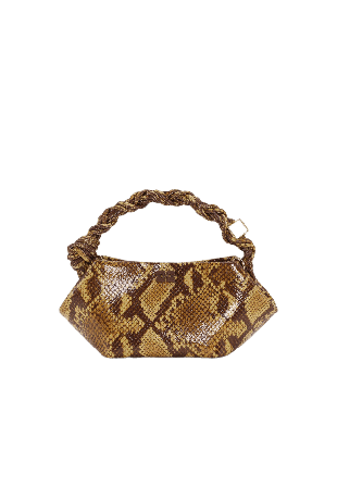 GANNI Bou Bag Mini Snake Handväskor Dam Brun ONESIZE