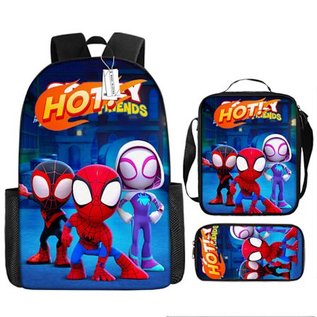 Spider-Man Rygsæk Skoletaske Blyantsæske Madpakke Tredelt Sæt