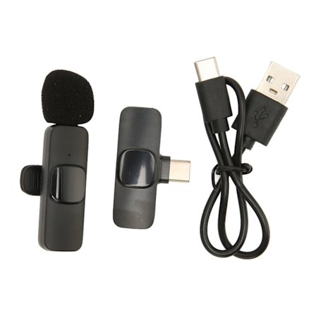 USB C Trådlös Lavalier Mikrofon Plug Play Automatisk Parkoppling Typ C Mini Mygga Mikrofon för Telefon PC Tablet K8