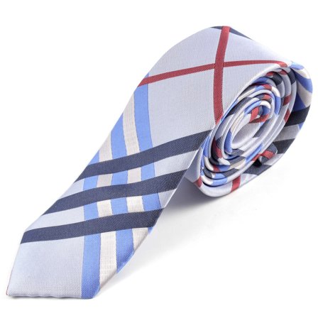 Blue Chequered Tie for Men - Skinny ties