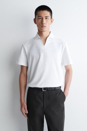 COS Homme Polo En Piqué En Tissu Technique in Blanc