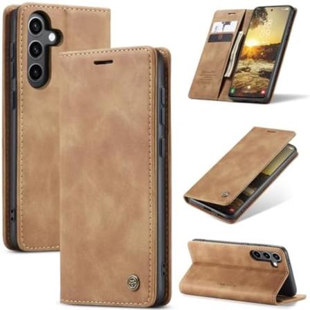 Läderfodral caseme 0013 för Samsung S24 plus brun brun