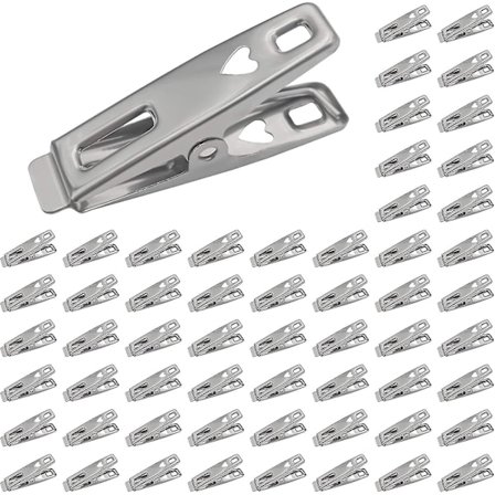 60 stk Rustfritt Stål Tøy Klyper Sterk Klemme Klesklyper Metallklips