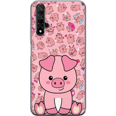 Yhteensopiva Puhelinkuori Huawei nova 5T Kawaii Vaaleanpunainen Porsas Söpö Anime