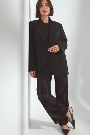 NA-KD weite Burn Out Hose - Hosen mit hoher Taille - Schwarz - XS (EU 32)