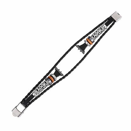 Samsung Galaxy Fit3 -rannekke PU-nahasta ja metallista, etninen retrotyyli Black