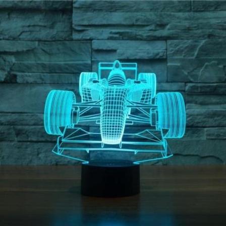 WJ Auto 7-farvet skiftende racerbil 3D Illusion LED natlys Smart Touch USB bordlampe gave dekorativt lys tilbehør