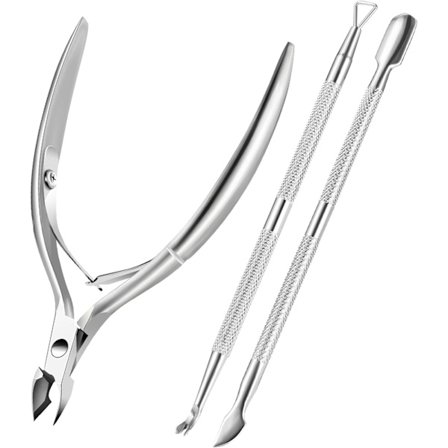 Nagelbandstrimmer Nagelbandsborttagare med Nagelbandspusher, Professionella Hållbara Pedikyr- och Manikyrverktyg i Rostfritt Stål, Klipptänger, Saxar