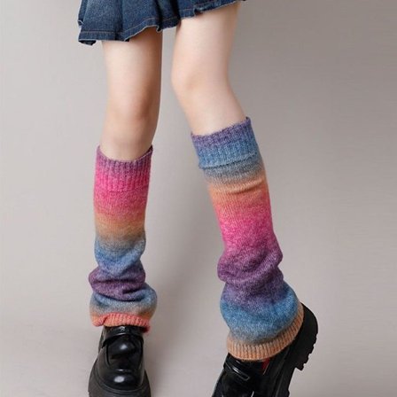 Kerrokselliset sukat neulottu säärystin (liukuvärjätty violetti)