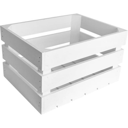 Opbevaringskasse - CREATIVE DECO - Hvid Trækasse - 40 x 30 x 23 cm - Vintage - Træ