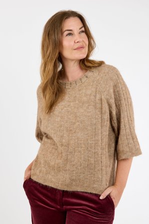 B. COPENHAGEN - Kortærmet Strik - Sand