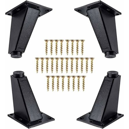 4 st möbelben, snedställda möbelben i aluminiummetall, ersättningsben för soffa, bord, byrå, monteringsskruvar ingår, svarta