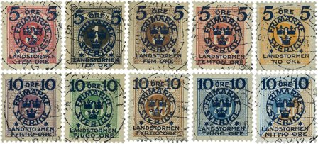 Sverige 1916 - AFA 88-97 - Stemplet