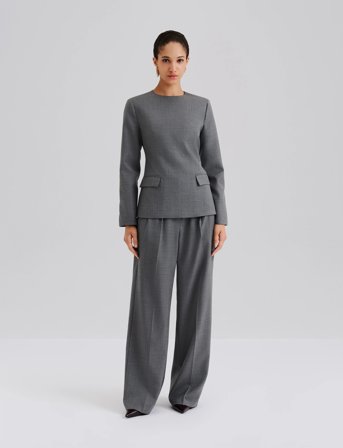 Malina Athina Tailored Long Sleeve Blouse - Grey - 36