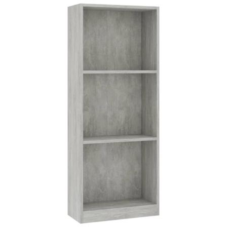 Vidaxl Bokhylla 3 Hyllor Betonggrå 40x24x108 Cm Konstruerat Trä Grå
