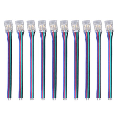 10 st LED-ljusremskontakter 4Pin 10mm RGB Stark Hållbar Säker PC COB LED Strip-kontakter för hemmafestkontor