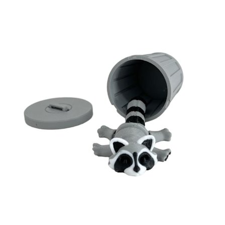 Artikuleret vaskebjørn med skraldespand 3D-printet fleksibelt legetøj Coll