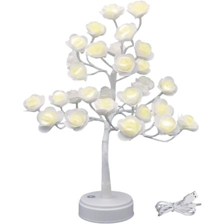 Rosenträd Sängbordlampa Julbonsailampa USB Batteri