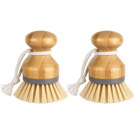 Børste til pander, bambus palme skrubbebørste til rengøring af bordplader 2 stk. Opvaskebørste