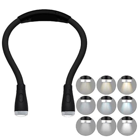 9 lägen LED-boklampa nacklampa, kram boklampa för läsning i sängen på natten, stickning, handarbete