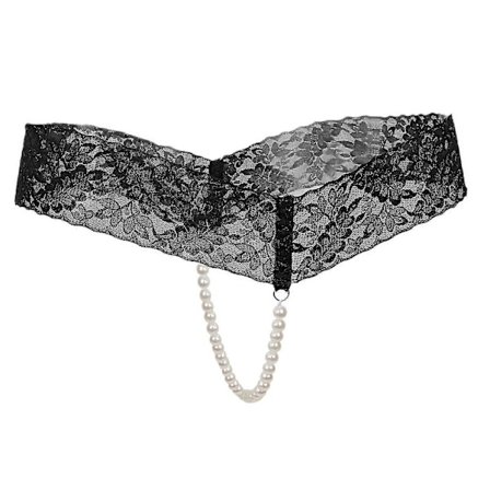 Sexede Kvinder Crotchless Trusser Gennemsigtig Blonde G-streng Undertøj Perler Sort