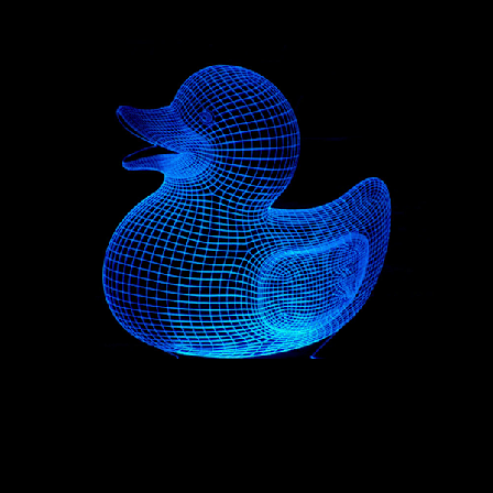 3D LED Optisk Illusion Akryl Natlampe med Fjernbetjening & Smart Touch 7 Farver Skiftende (Lille And)