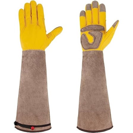 Hagehansker med underarmsbeskyttelse for menn/kvinner, slitesterke arbeidshansker i kuskinn for gartner og bonde(XL)