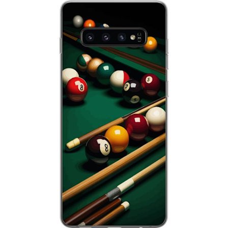 Kompatibelt Mobildeksel til Samsung Galaxy S10 Pool biljard baller spill snooker 8 ball stativ retro sport design grønn bord klubb bar spillrom kunst