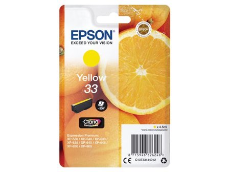 Epson Bläckpatron 33, C13T33444012, Orange, Claria Premium, gul, singelförpackning - Lyreco - Toner och bläck - Bläckpatroner - Bläckpatroner Epson