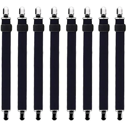 8 stk. (30 cm til 120 cm) Justerbar Strammer for Laken, Justerbare Strammere, Passer Alle Senger og Madrasser, Svart