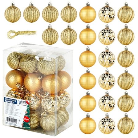 Sprängsäkra julgranskulor guld 5 cm 24 st.