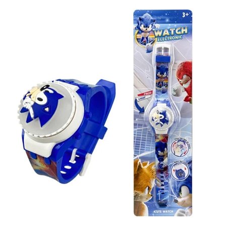 Børn 3D Tegneserie Ur Blinkende Lys Op Lysende Snurre Top Vendbart Armbåndsur Sonic