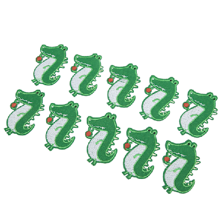 10 stk. Strykelapper Bomullsmateriale Grønt Dyremønster Tegneseriestil DIY-laging Broderte lapper for klær