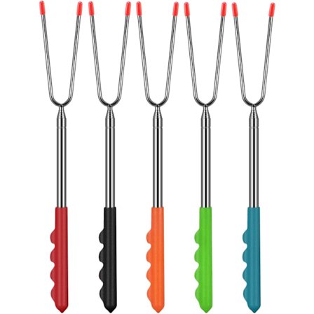Marshmallow BBQ Sticks 5-pack 115 cm rostfritt stål teleskop för brasor, brasor och BBQs