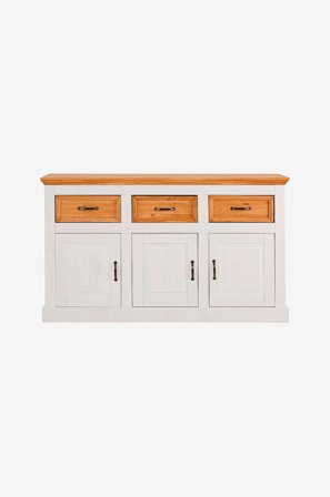 Loft24 - Lipasto 3 ovea 3 laatikkoa Selma - Valkoinen - Senkit & sivupöydät - - Homeroom