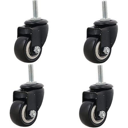 4 st tunga 240 kg M8x25 mm PU svängbara länkhjul möbelvagn