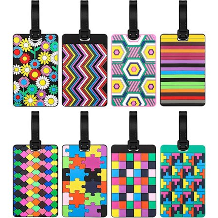8 stk. bagagemærker i PVC, bagagemærker til rejser, kuffertmærker, id-mærker til visitkort, rejsetilbehør (multifarvet)