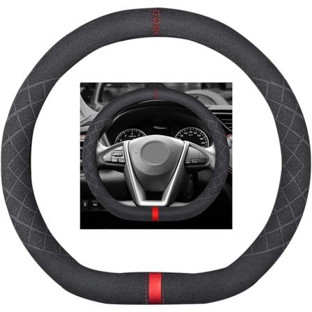D-formet semsket skinnrattdeksel, 37-38 CM mykt skinn Sp