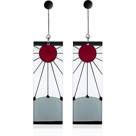 925 Sterling Silver Tanjiro Örhängen, anime Demon Slayer Cosplay Tanjiro Svarta Örhängen Örhänge Kimetsu No Yaiba Hanafuda Halloween För Män Kvinnor