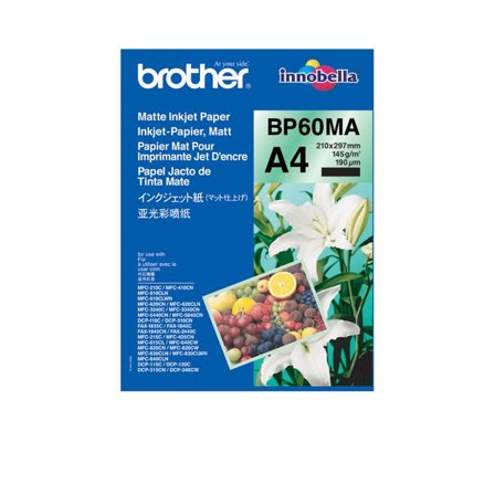 Brother BP 60MA Matte Inkjet Paper - Matt - A4 (210 x 297 mm) - 145 g/m² - 25 ark papir - for Brother DCP-J577, J772, J774, J973, J988, T310,