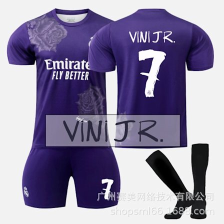 Real Madrid Y3 lila gemensam utgåva 5 Bellingham 7C Row Vinicius No. 10 fotbollsuniform