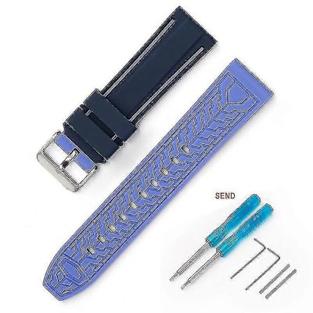 22mm Silikonreim for Blancpain Swatch Fifty Fathoms med to farger, verktøy inkludert Hggs (FMY)