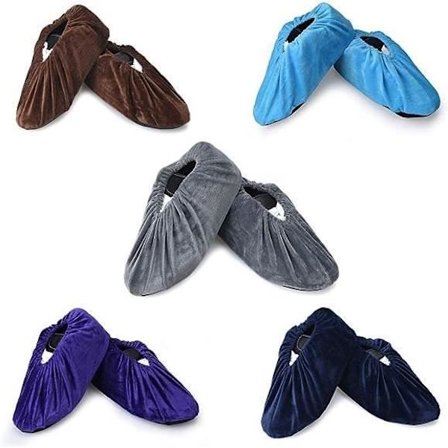 Overraskelsespar Lavendler Genanvendelige Anti-Slip Skoovertræk Skridsikre Hjemmesko med Flannel til Hjemmet