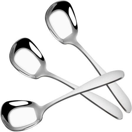 3 stk firkantede suppeskjeer tykkere rustfritt stål suppeskjeer flat firkantet skje bordsskjeer middag serveringssuppeskje stor