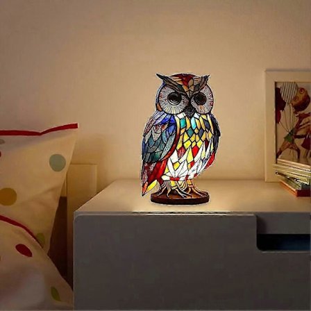 Djurbordslampa Serie Målat Glas Nattlampa Retro Skrivbordslampor