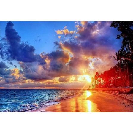 Diamond Painting / Diamantmålning - 30x40cm - Solnedgång Multicolor