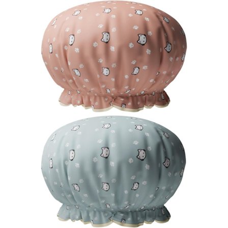 (kissa)2 kpl Suihkumyssy Joustava Nauha Vedenpitävät Kylpymyssyt Kaksinkertaiset Kerrokset Uudelleenkäytettävä Röyhelöllä