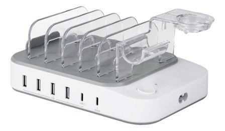 Deltaco DPS-0203 ladestasjon - 4 x USB, 2 x USB-C - 50 watt