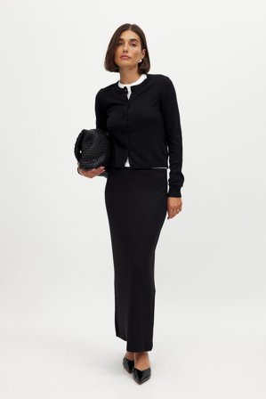 NA-KD Basic - Ribbet maxiskjørt - Maxiskjørt - Svart - XS