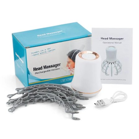 Octopus Elektrisk Hoved Massager 3 Modes Vibration Massage Aftagelig 12 Massage Kløer